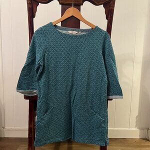 Seasalt Cornwall Trewoon Tunic, Teal Blue Anchor Print, Size 8 (US), 12 (UK)